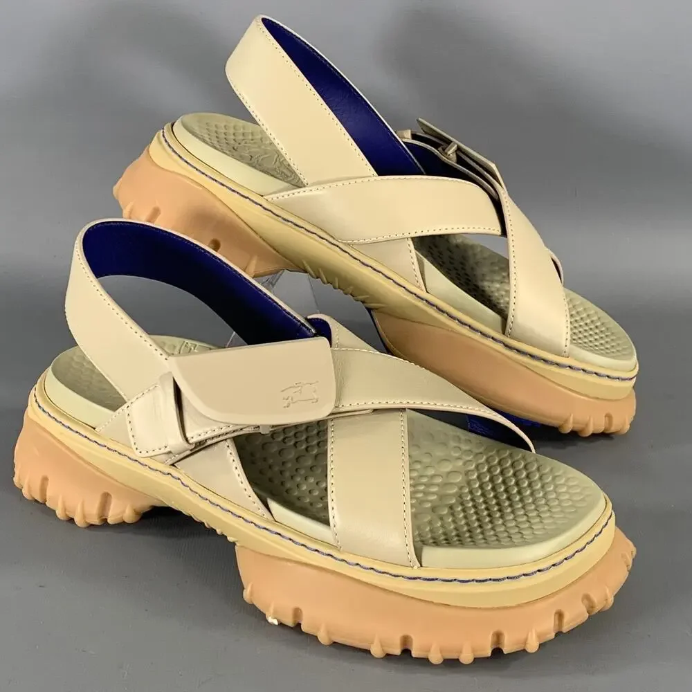 BURBERRY Size 10 Tan Leather Sandals